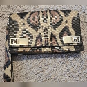 GUESS Animal Print Clutch with Gold Accents